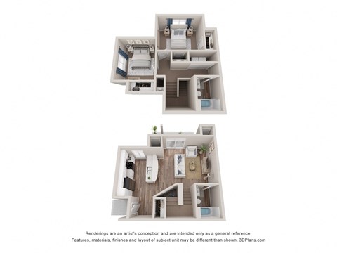 Floor plan for 2 beds, 2 baths, 1129 sqft